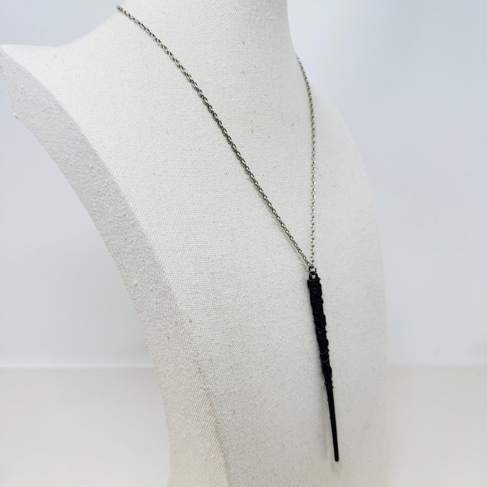 Hermione Granger Wand Necklace Black Silver Tone Charm Pendant Harry Potter‎